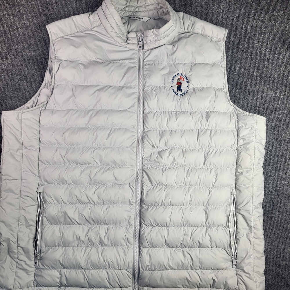Peter Millar 124th U.S. Open Pinehurst No. 2 Puffer Vest Mens XXL Gray Full Zip